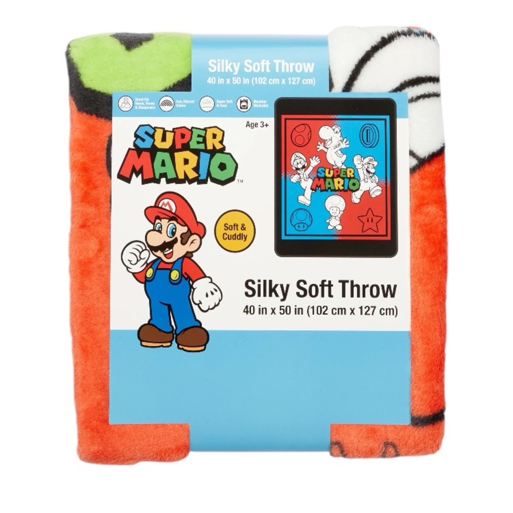 Nintendo - Mario Kids Silky Soft Plush Throw, 40”x 50”